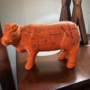 Light brown Ceramic Steer with Beef Cuts Figurine